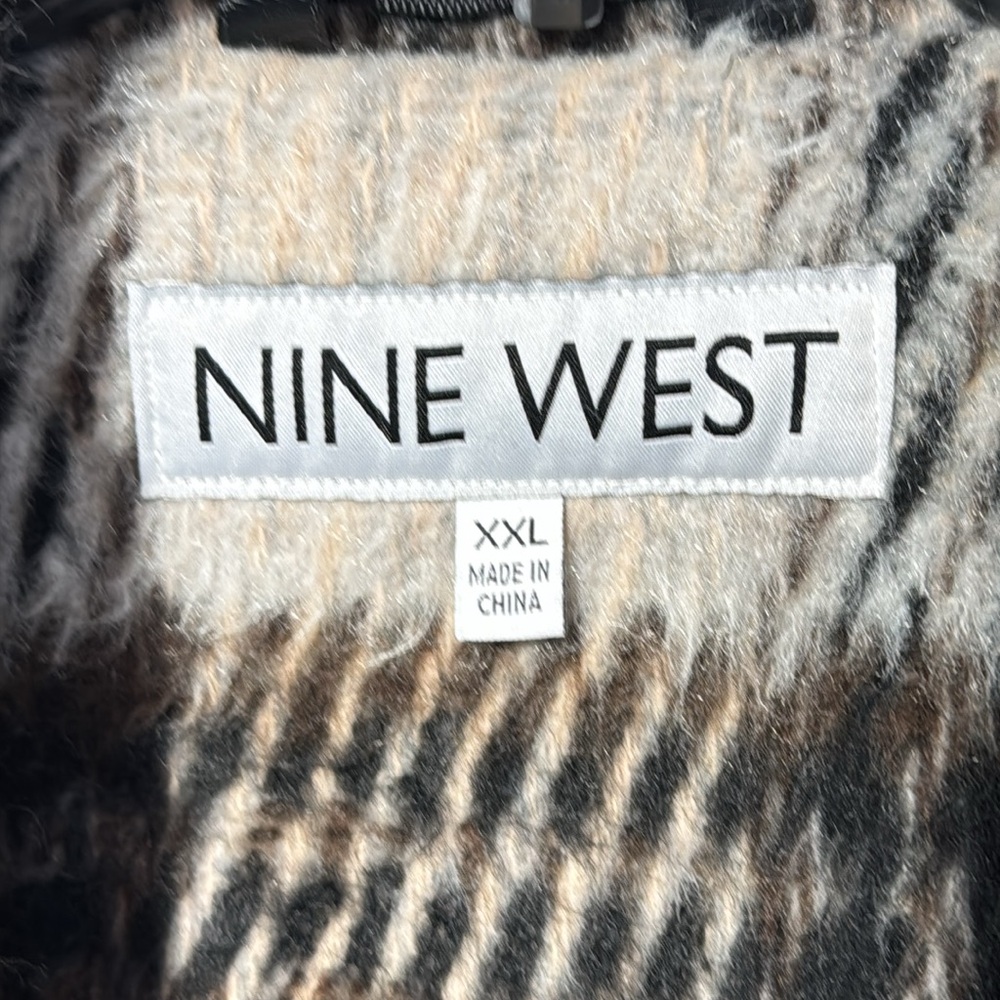 Nine‎ West Coat Brown & Cream Faux Wool Midi Heavy Fully Lined in Size XXL  NWT - Picture 14 of 15
